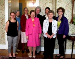 Lunch in April, 2013 with our class supported scholar, Arlene. From left: Arlene, Dot Colburn, Weecha Crawford, Helen Peemoeller, Barbara Trimble, Nancy Morrill, Ginny Naude, Roz Eisenberg