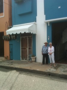 MINI-REUNION,  SANTO DOMINGO,  DOMINICAN REPUBLIC JUNE2013 in front of Kate's blue house 